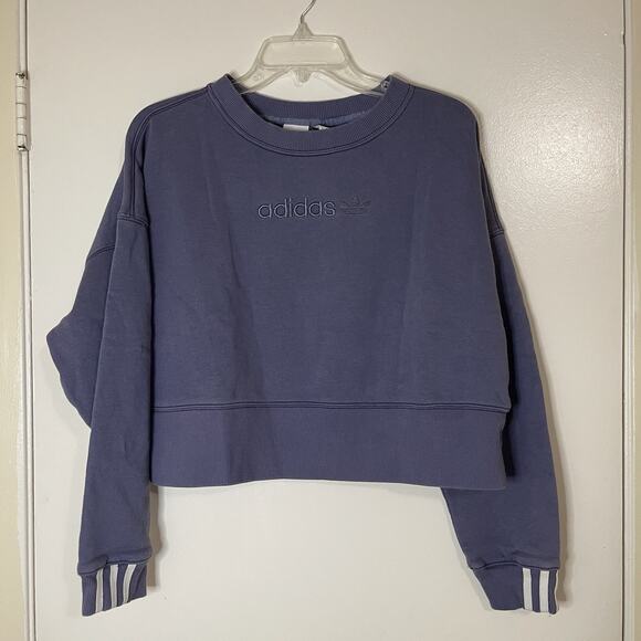 ADIDAS ORIGINALS COEEZE CROPPED SWEATSHIRT purple periwinkle size small - Picture 3 of 5